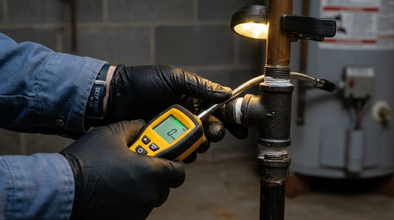 Gas leak detection with electronic sniffer by Johns Plumbing LLC in Beckley