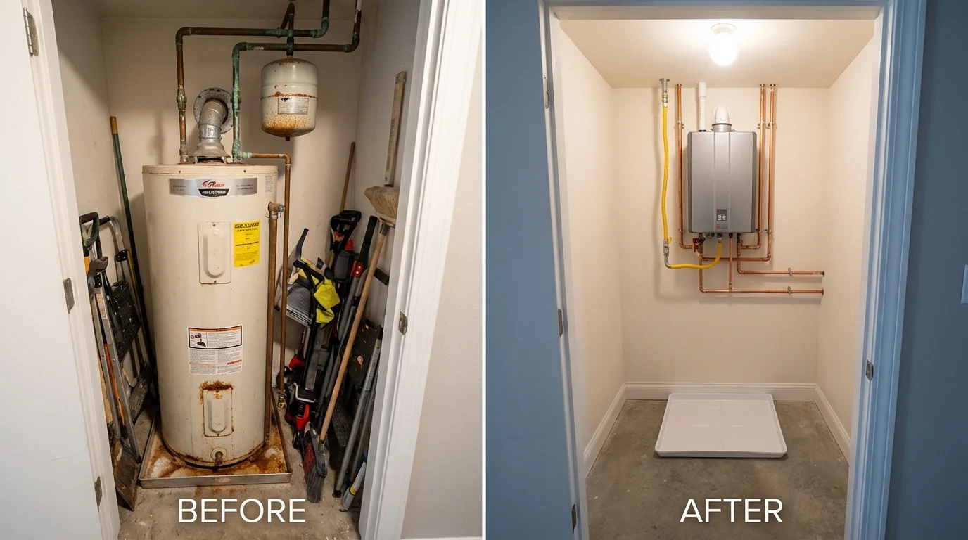 Tank water heater versus wall-mounted tankless unit comparison for Beckley, WV homeowners